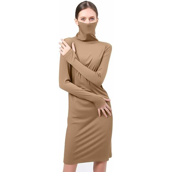 Women’s Fine Ribbed Lightweight Turtleneck Sweater Tops and Dress - Picture 1 of 9